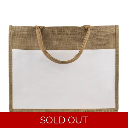 Jute With White Canvas Bag - Natural - Large